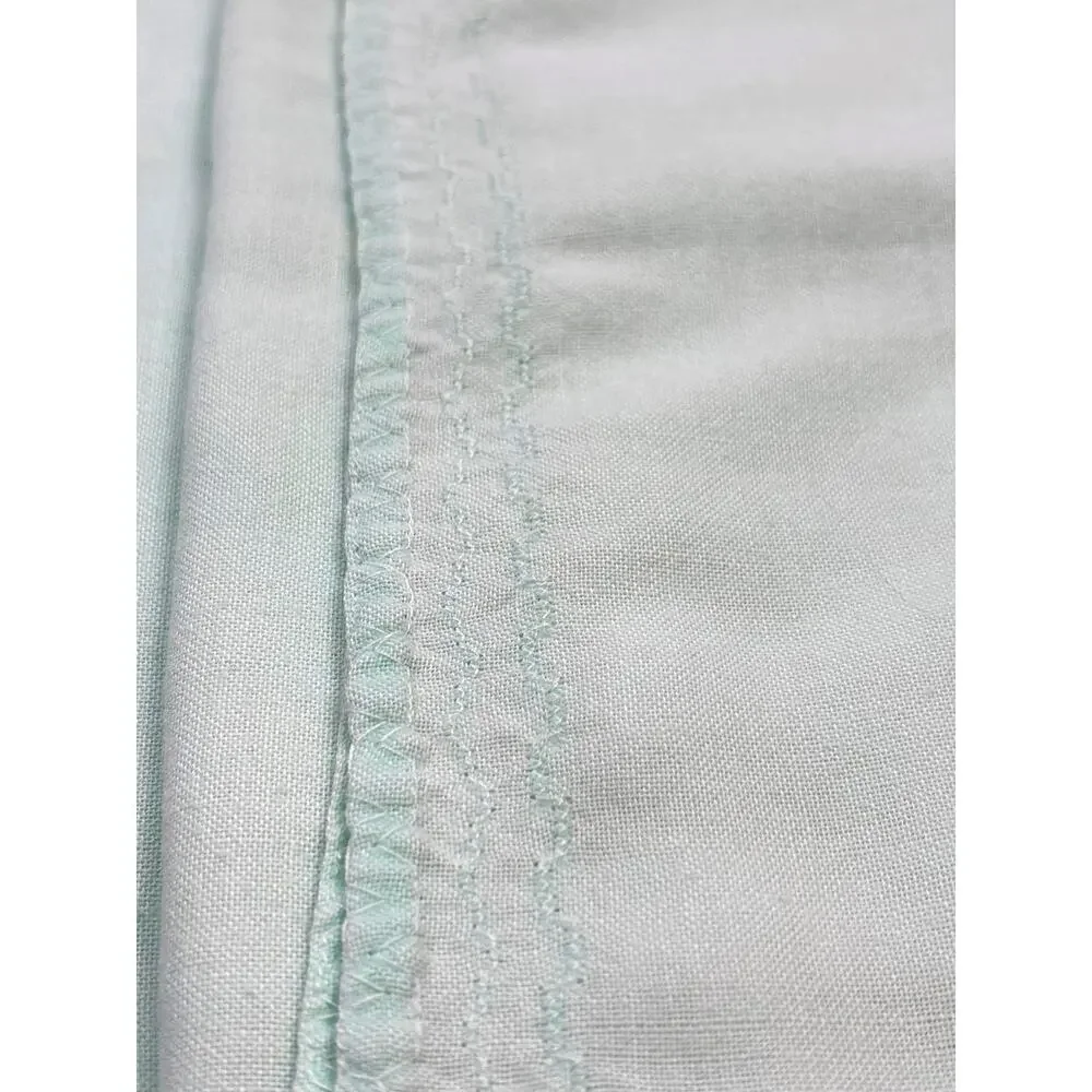 Vintage Hemstitched Pair of Mint Green Square Table Linens Tablecloths 1960s
